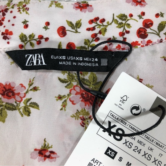 Zara NWT Floral Blouse Sz XS - Picture 4 of 10